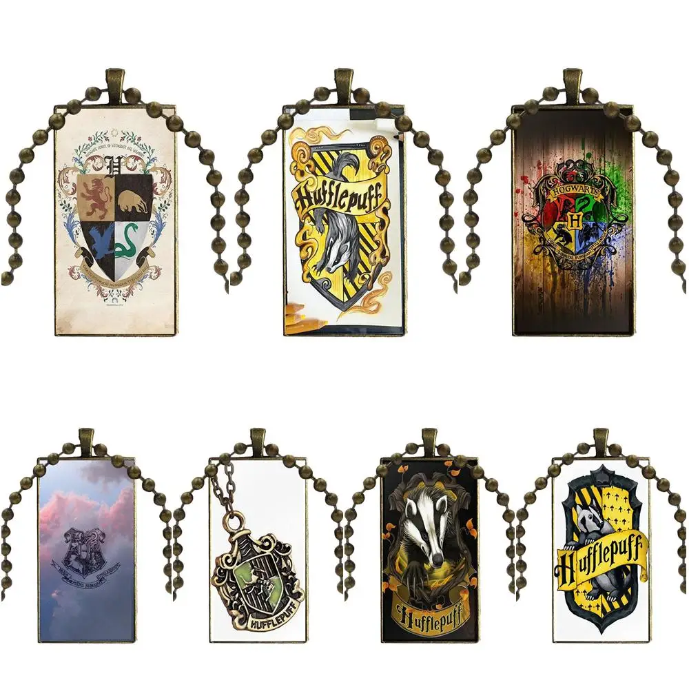 Tumblr Hufflepuff Crest подвеска с логотипом стеклянная изображением галактики ожерелье
