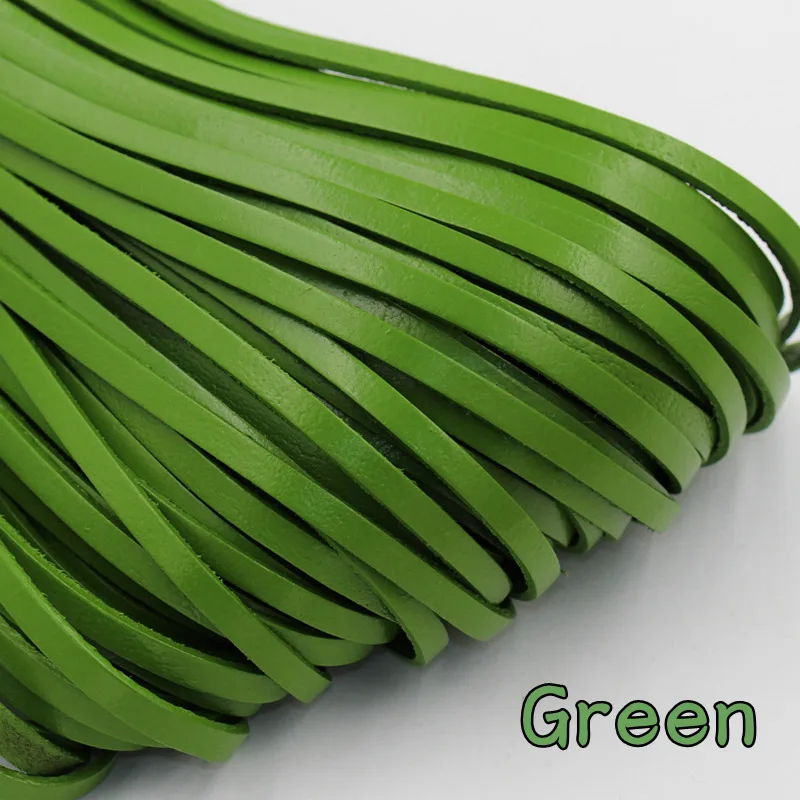 5 м/шт., ширина 5 мм, цветная краска, покрывающая поверхность, шнур из натуральной кожи для изготовления ювелирных изделий своими руками - Цвет: Green
