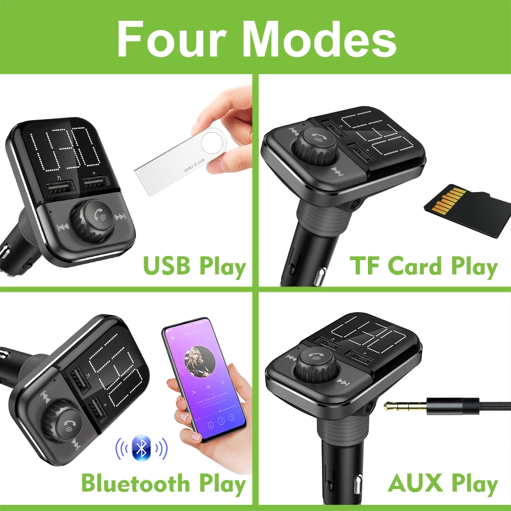 Fm передатчик Bluetooth автомобильный трансмиссор Handsfree TF модулятор трансмиттер радио