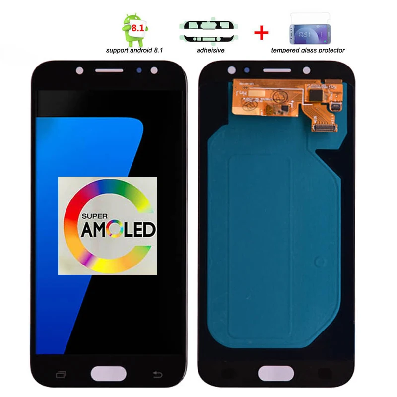 Цена Оригинальный супер Amoled для samsung Galaxy J7 Pro 2017 J730 J730F ЖК дисплей с кодирующий преобразователь сенсорного экрана в сборе