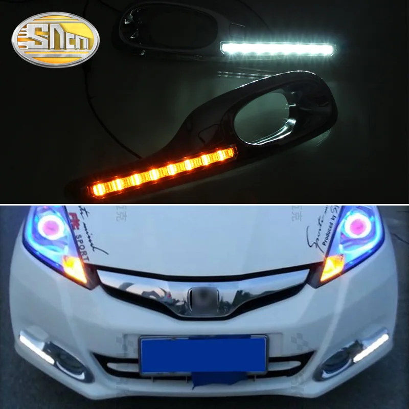 

2PCS LED Daytime Running Light For Hyundai Fit Jazz 2011 2012 2013 Yellow Turn Signal Function 12V Car DRL Fog Lamp Decoration