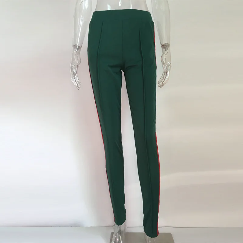 Женские брюки, новинка, спортивные брюки, спортивные брюки-карандаш, повседневные штаны с боковой полосой, штаны-шаровары, высокое качество, длинные зеленые брюки