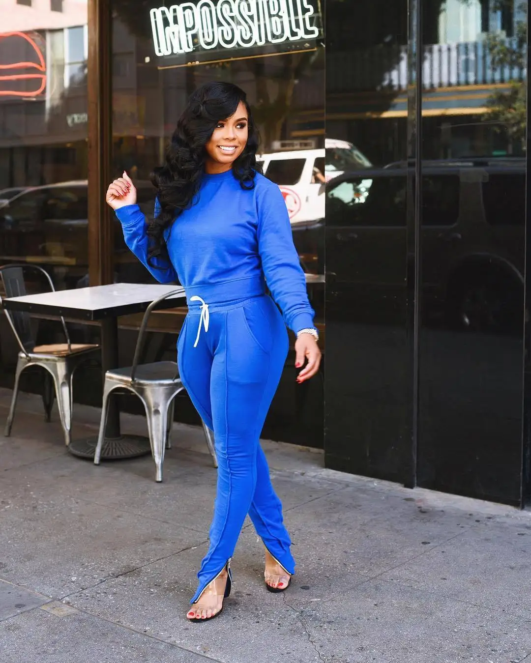

Hot tracksuit for women Two Piece Set Spring Street long sleeve Tops and lacing Jogger Set Suits Casual 2pcs Outfits