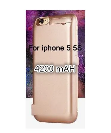 Беспроводное зарядное устройство на заднюю панель с зажимом для аккумулятора, чехол для телефона 5000 мАч для apple iPhone 5 5S 6 6s 7 6 plus 6G 7 plus 5G 7 plus i6 - Цвет: 4200mah i5 rose gold