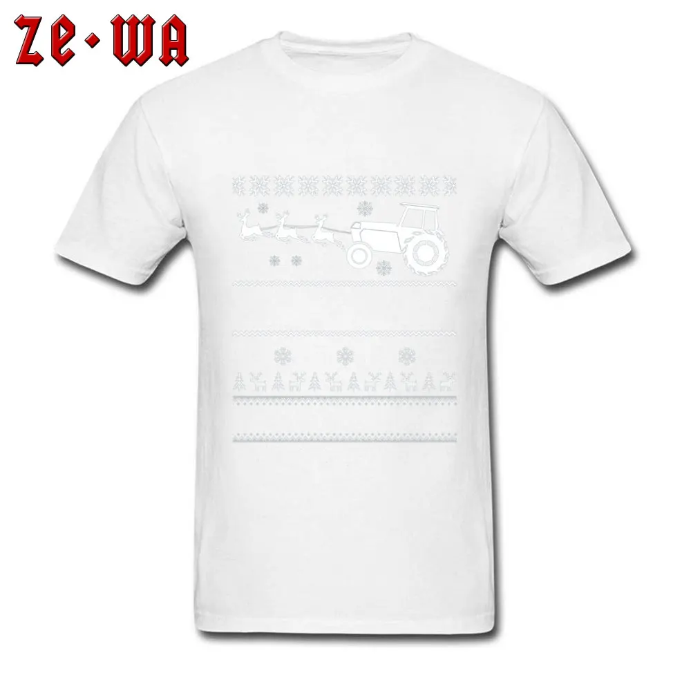 Christmas Farmer Ugly Christmas 4738 T-Shirt Casual Short Sleeve Coupons O-Neck Cotton Tops Shirt T Shirt for Men Summer/Fall Christmas Farmer Ugly Christmas 4738 white