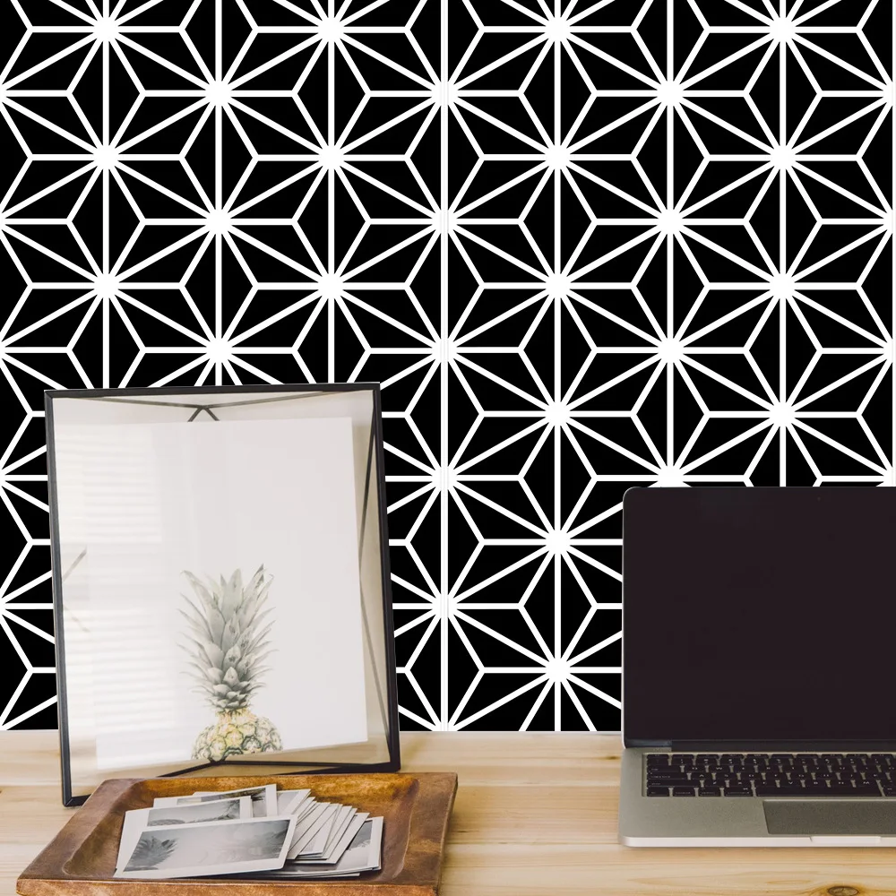Funlife черно-белые геометрические обои, водостойкие самоклеющиеся настенные Стикеры для гостиной, офиса, художественная наклейка DIY домашний декор