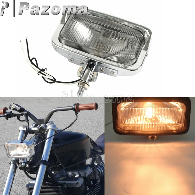 Chrome Motorbikes Universal Front Retro Rectangle Headlight Custom