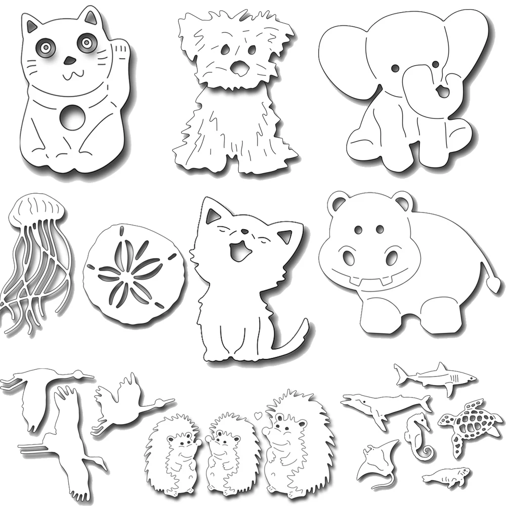 

ForeWan Animal Dog Hedgehog Stitch Metal Steel Cutting Dies Handcraft Embossing Die Cut Stencil for Scrapbook Album Card Making