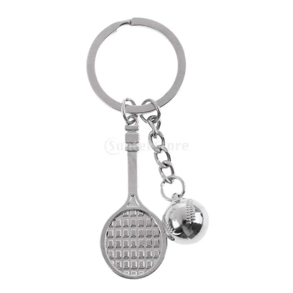 Sturdy Alloy Tennis Racket Tennis Ball Style Keyring Keychain Bag Decoration Gifts