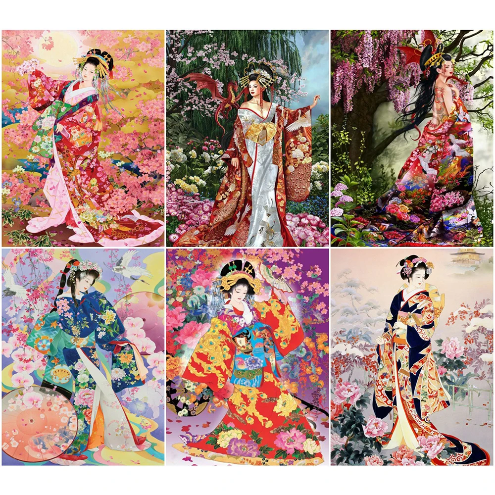 Japanese Diamond Painting Cartoon Woman Full Square Embroidery Rhinestone Mosaic Kit Decor a1302 | Дом и сад
