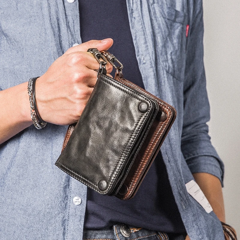 

Hancraft Vintage Men Wallet Small Purse Genuine leather Sheepskin Purse Fasion Money Bags