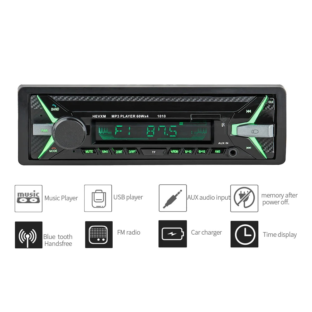

1 Din Car Radio Stereo MP3 Player Bluetooth Phone AUX-IN FM/USB/TF Card MP3/WMA/WAV Radio Remote Control 12V Car Audio Player