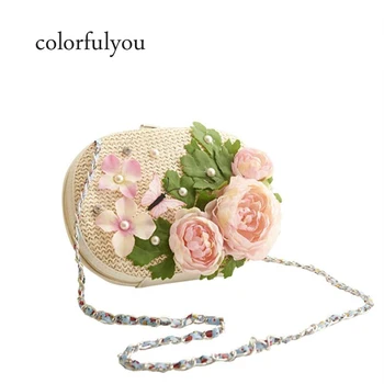

NEW Flowers Fresh 2019 Style Girls Weaving Messenger Bags Little Daisy Shoulder Straw Beach Bags For Women Sac Female Bolsas