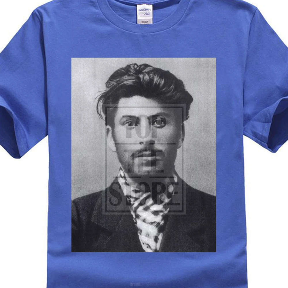 Fgexyz персонализированные Джозеф Сталин точно будет положен сегодня женские футболки хлопок круглый воротник черный настроить - Цвет: Blue