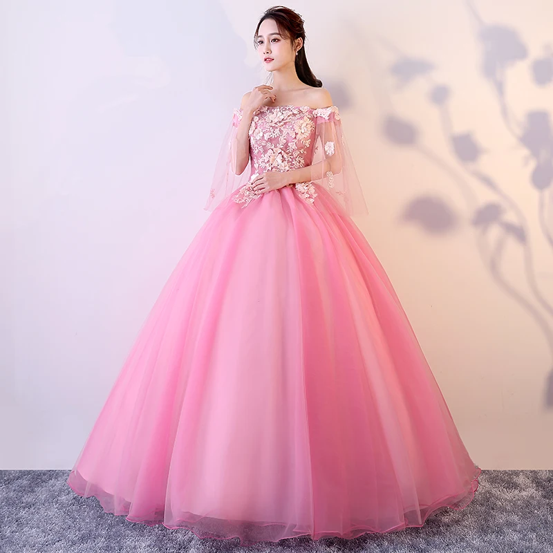 pink colour ball gown