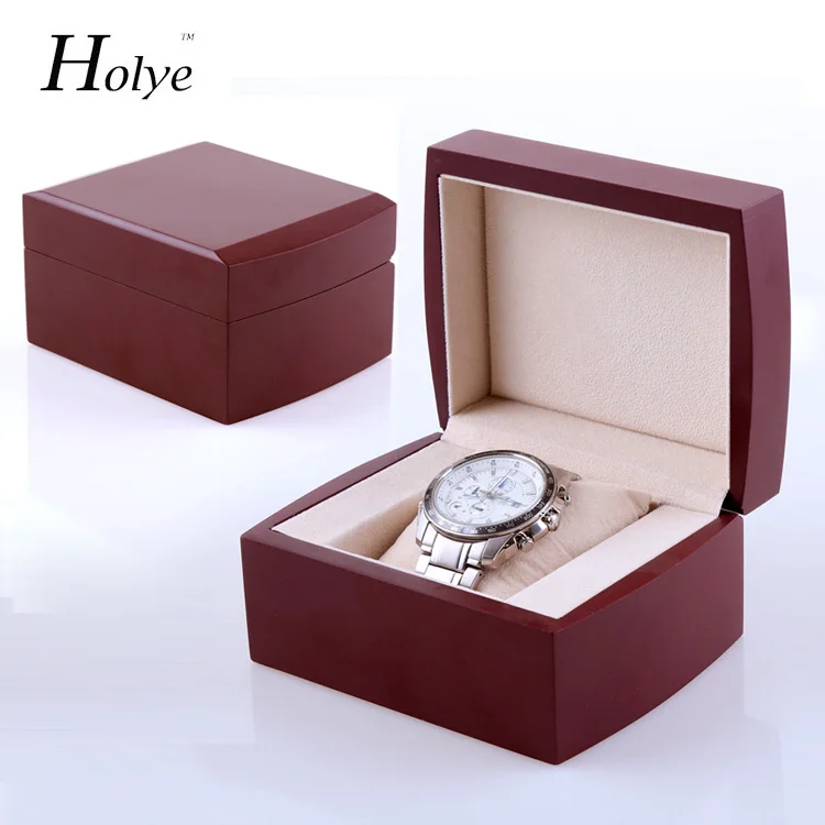 

New Arrival Free Shipping 1 Grids Watch Display Box Red High Flat Lacquer Wooden Watch Boxes Fashion Watch Storage Gift Boxes