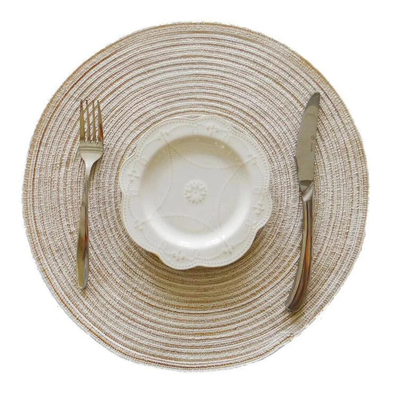 

TUUTH Home Placemat 4 Colors Ramie Insulation Pad Round Table Mats Home Decoration Coaster Kitchen Accessories