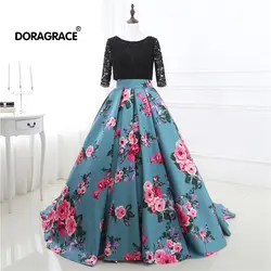 Doragrace robe de soiree с полурукавом и вырезом на спине, бальные платья для выпускного вечера, длинное платье с цветочным узором