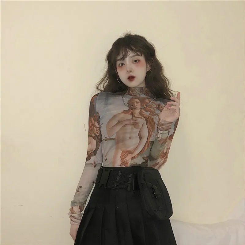 Женские футболки с длинным рукавом в стиле Харадзюку, Ретро стиль, подходят ко всему, тонкие женские студенческие дышащие футболки для отдыха, корейский стиль, повседневные трендовые Весенние Новые