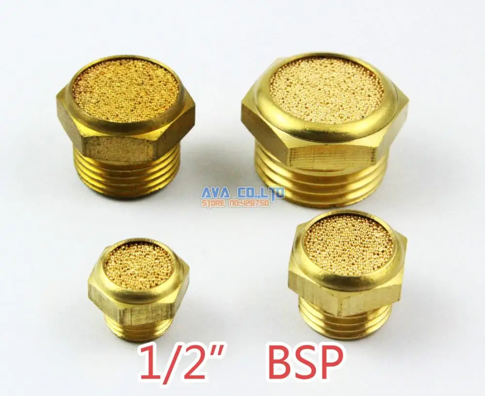 10 Pieces 1/2" BSP Pneumatic Brass Silencer Connector Noise Reduce Air