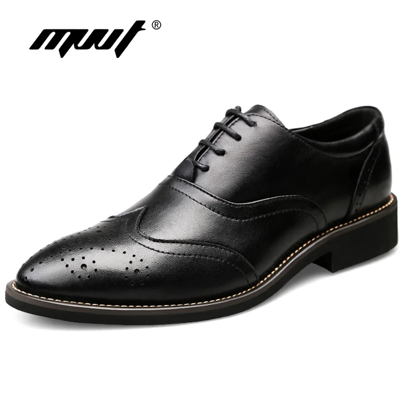 

MVVT Plus Size New Men Dress Shoes Genuine Leather Men Formal Shoes Brogue Shoes Wedding Shoes Top Fashion Men Footwear