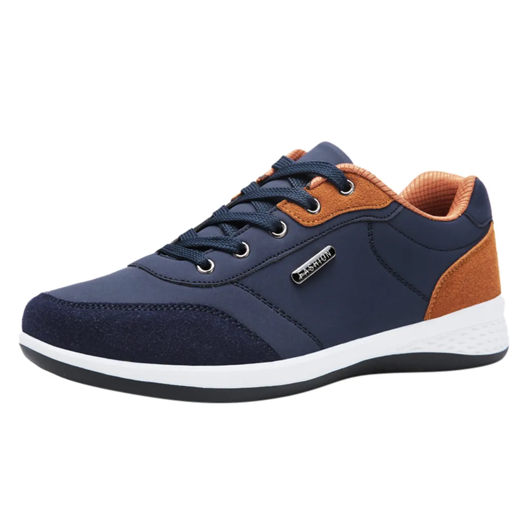 Perimedes мужские повседневные кожаные спортивные кроссовки на шнуровке для бега мужские дышащие мягкие кроссовки# g30 - Цвет: Синий