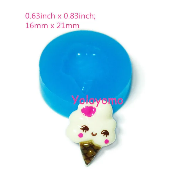 Free shipping X079YL Kawaii Ice Cream with Cone Silicone Mold 21mm Cake
