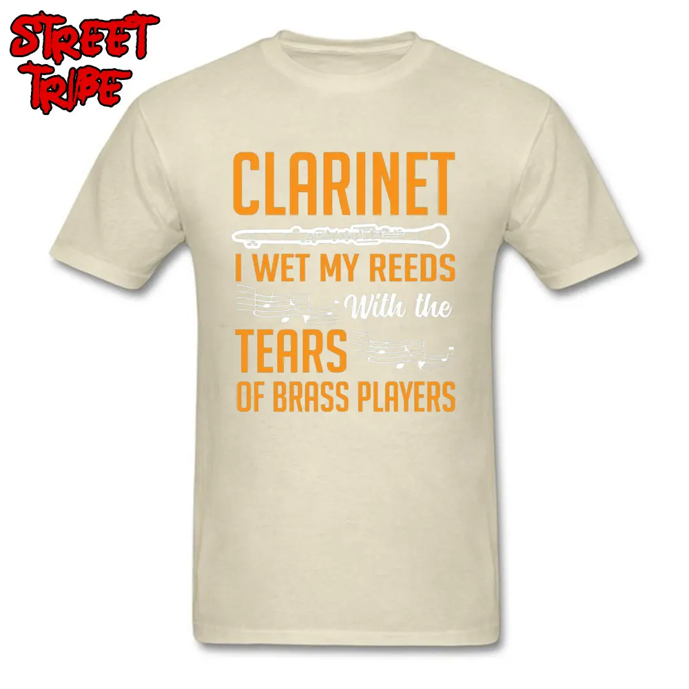 Europe Clarinet Shirt 19163 Crewneck T-shirts Summer Tees Short Sleeve for Men Cute Pure Cotton Custom T Shirts Clarinet Shirt 19163 beige