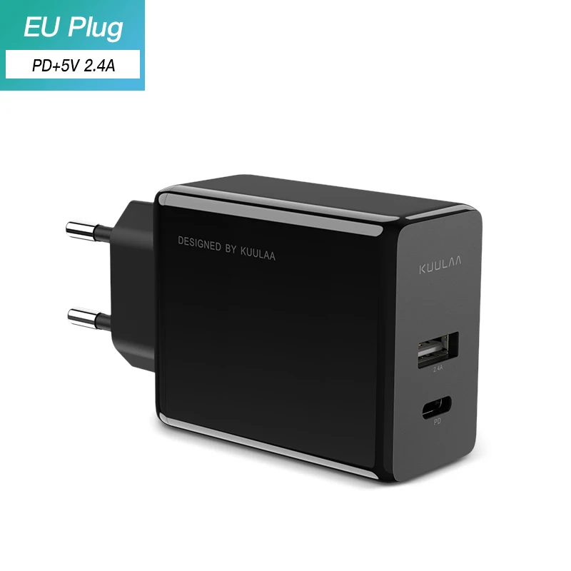 KUULAA Quick Charge 4,0 3,0 USB зарядное устройство 30 Вт QC3.0 PD 3,0 Быстрая зарядка 2 USB разъем зарядное устройство для мобильного телефона для iPhone samsung Xiaomi - Тип штекера: Black PD 2.4