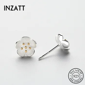 

INZATT Classic Real 925 Sterling Silver Flower Stud Earrings For Women Anniversary Party Fine Jewelry Romantic Accessories Gift