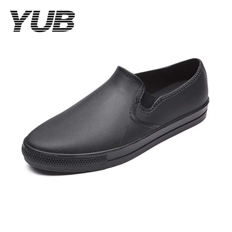 YUB Brand Women's Rain Shoes Solid Loafers Slip On with Elastic Tenis