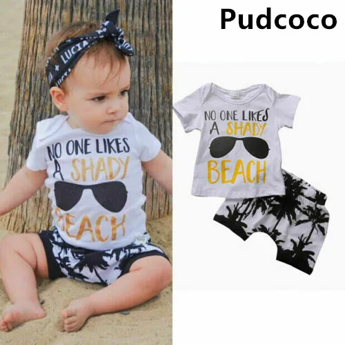 

Pudcoco Infant Clothing Boys Shorts and T shirt Top Baby Boys Summer Clothes Set Printed Cotton