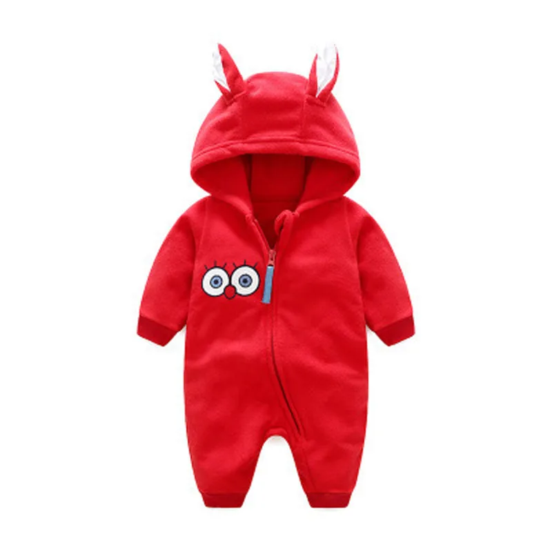 Kids Boys Girls Clothes Baby Hooded Rompers Costume Autumn Fleece Clothes Jumpsuit Baby One
