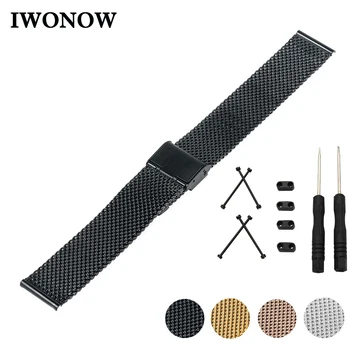 

Milanese Stainless Steel Watch Band 24mm + Lug Adapter + Tool for Suunto Core Hook Buckle Strap Wrist Belt Bracelet Black Silver