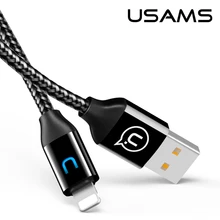 

USAMS for iPhone Charge Cable USB Data Cable Lighting Fast Charge Mobile Phone Cable Smile LED Light 5V/2A 1.2M for iPhone X/10