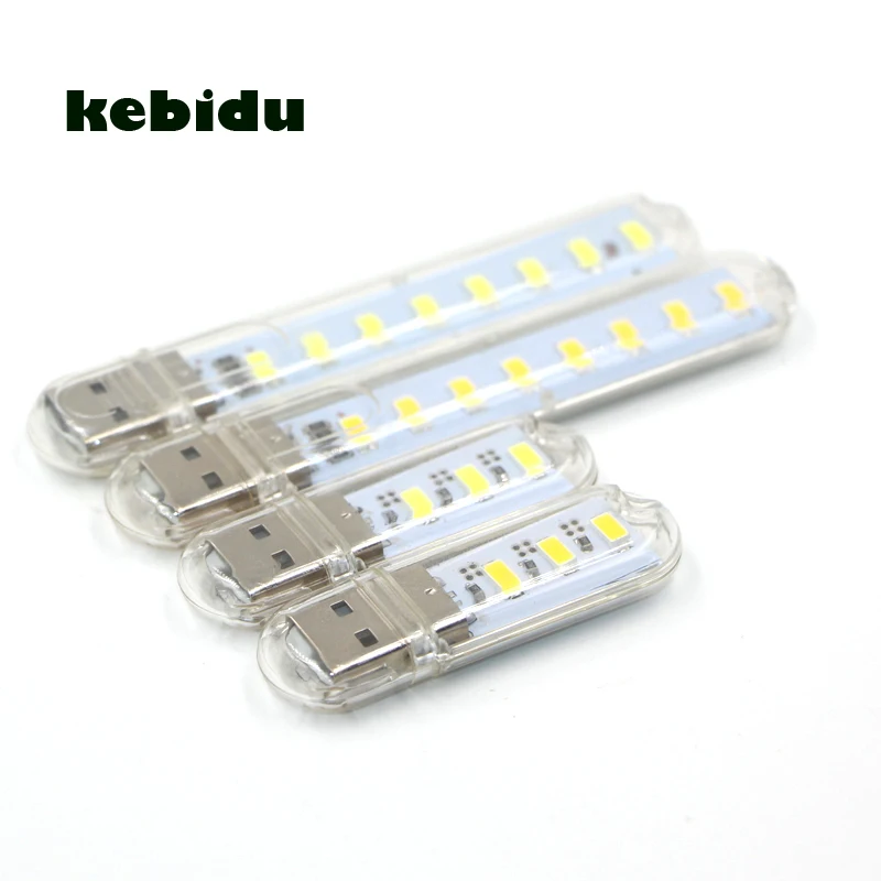 

kebidu USB LED Night Light 3 LED 8 LED Keychain 5V Desk Reading lamp Book USB Gadget for PC Computer For Camping