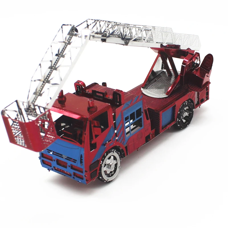 

3D Metal Puzzle DIY Toy Color / Silver Ladder Fire Truck Model Kit Children Educational Gifts Adult Puzzle Collection