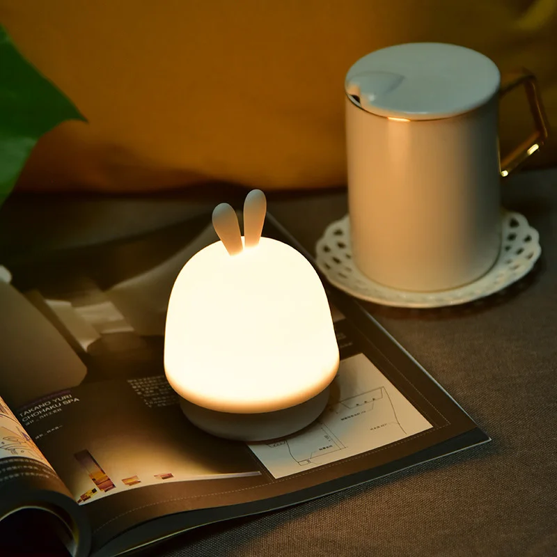 

Mini Rabbit Patted Silicone LED Lamp Multicolor Night Light Touch Sensor Tap Control Best Gift For Children Baby Kids Gift