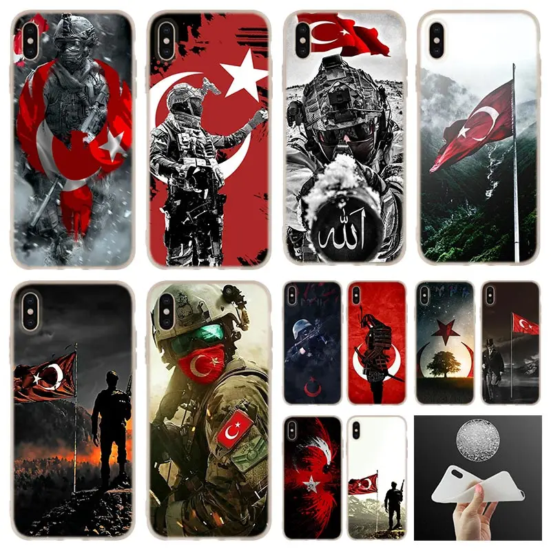 

Turkey Flag Soldier soft Phone Case cover For iPhone 11 2019 XI R 4 5 5S SE 6 6s 7 8 Plus x XR XS Max case