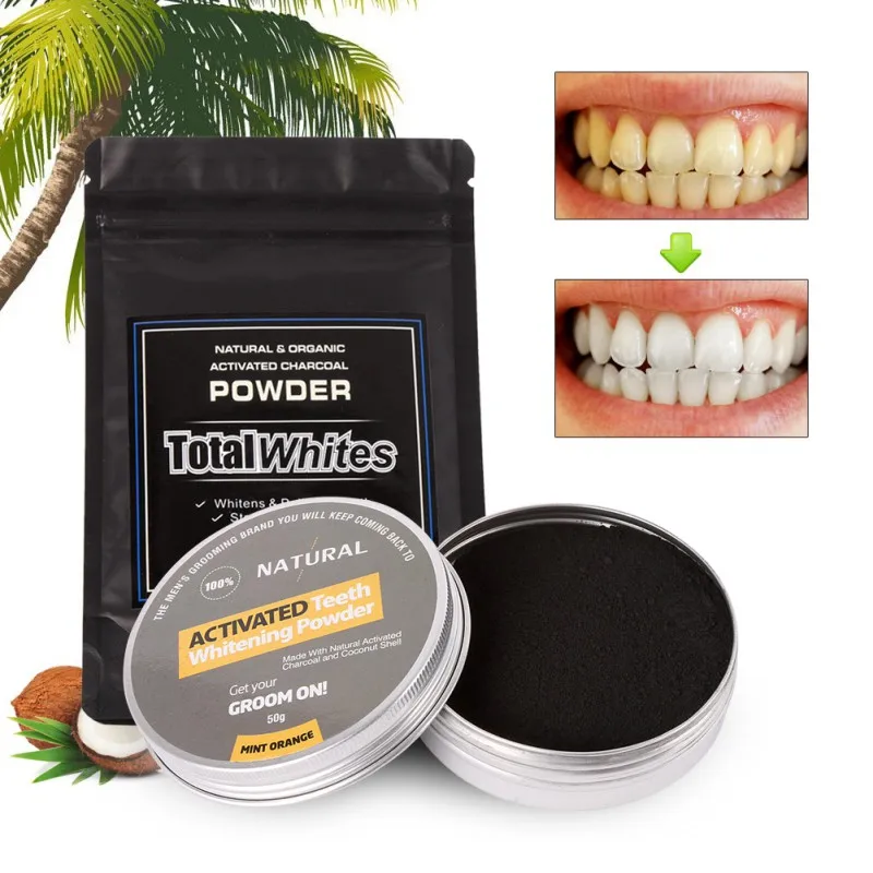 Активированный Порошок для отбеливания зубов Масштабирование скорлупы кокосового ореха углерода зубная паста зубная белый порошок