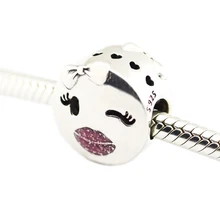 DIY Подходит для Пандора браслеты игривые чернила бусины с розовой эмалью Стерлинговое Серебро-ювелирные подвески