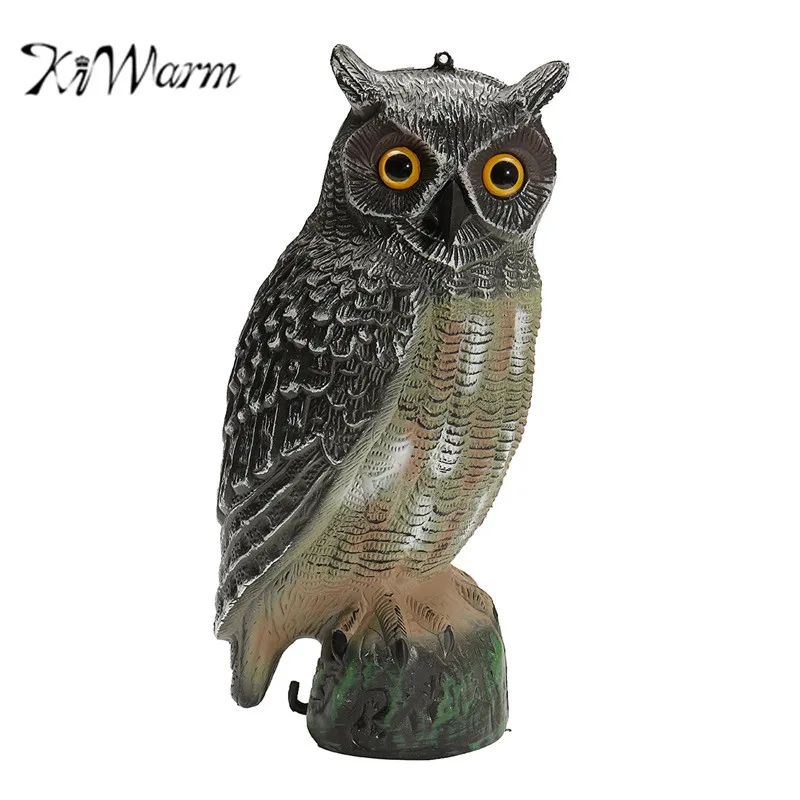 Baratos KiWarm realista buho señuelo figuras estatuas jardín protección repelente de plagas espantapájaros esculturas de jardín de Casa ornamento manualidades