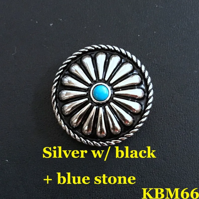 KBM66) 10 шт. 1-1/16 ''(26,6 мм) Jumbo Concho Western Equestrian Tack Concho отвертка кожевенное ремесло серебро - Цвет: Blue Stone 2