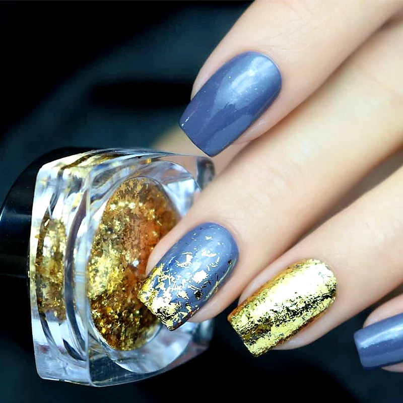 

KADS 1pc 0.2g Gold Silver Foil Dust Powder Manicure Nail Art Glitter Powder Decoration Glitters pigment DIY Nails Holographic