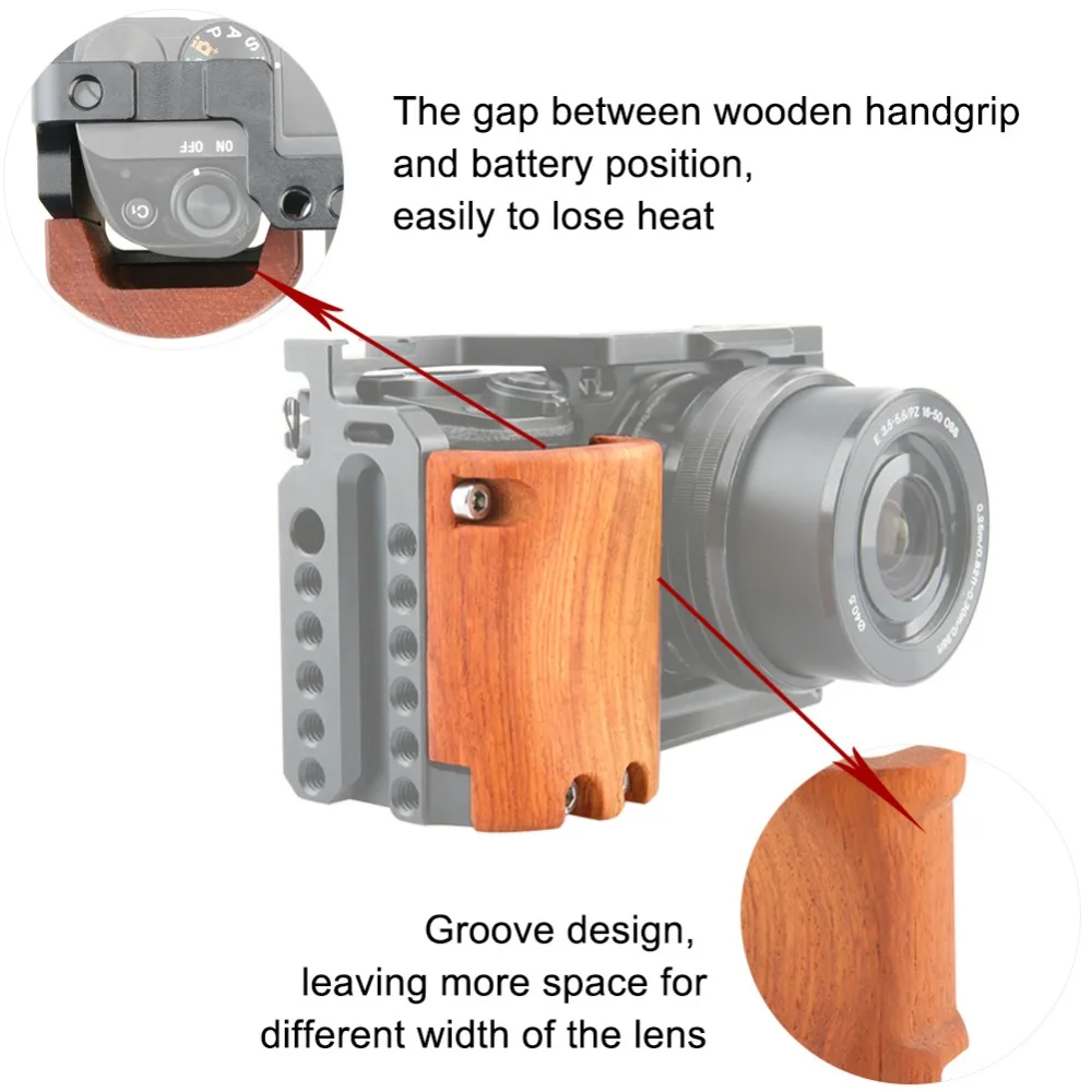 Держатель с деревянной ручкой NICEYRIG для камеры sony A6500 A6300 A6000, аксессуары, чехол для батареи, деревянная ручка для камеры DSLR