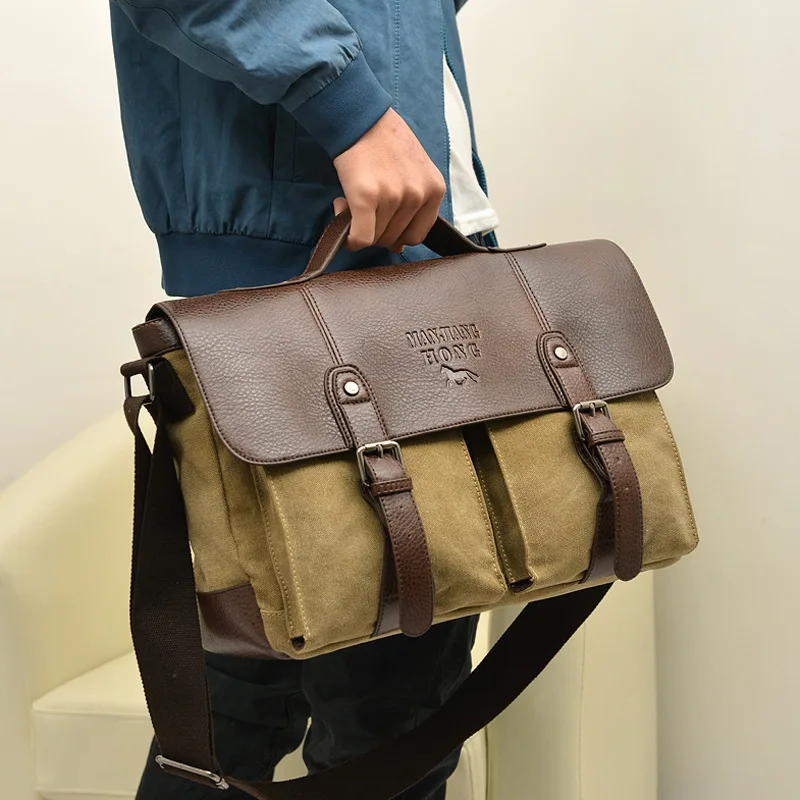 2019 nuevos bolsos de lona Vintage para hombre, bolsos de hombro de alta calidad para hombre, bolsas de mensajero de gran capacidad para hombre