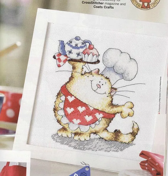

14CT High quality cross stitch stitches embroidery kit set super chef cat kitty 25x26cm, free shipping