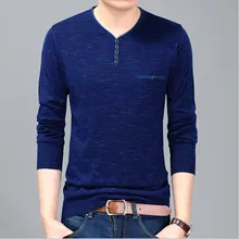 New arrival 2017 Autumn Men Casual long sleeve T-shirt men V neck men’s render knitted Sweater Tops Tees men’s clothing MQA5