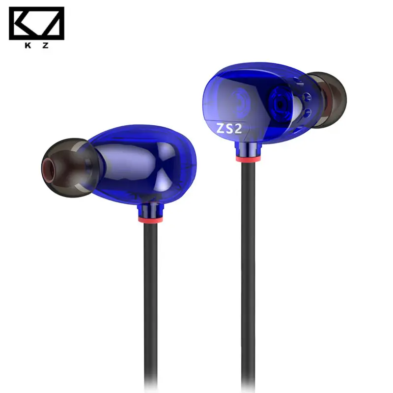 KZ ZS2 двойной Динамический драйвер наушники шумоизоляция в ухо Hifi стерео HiFi с