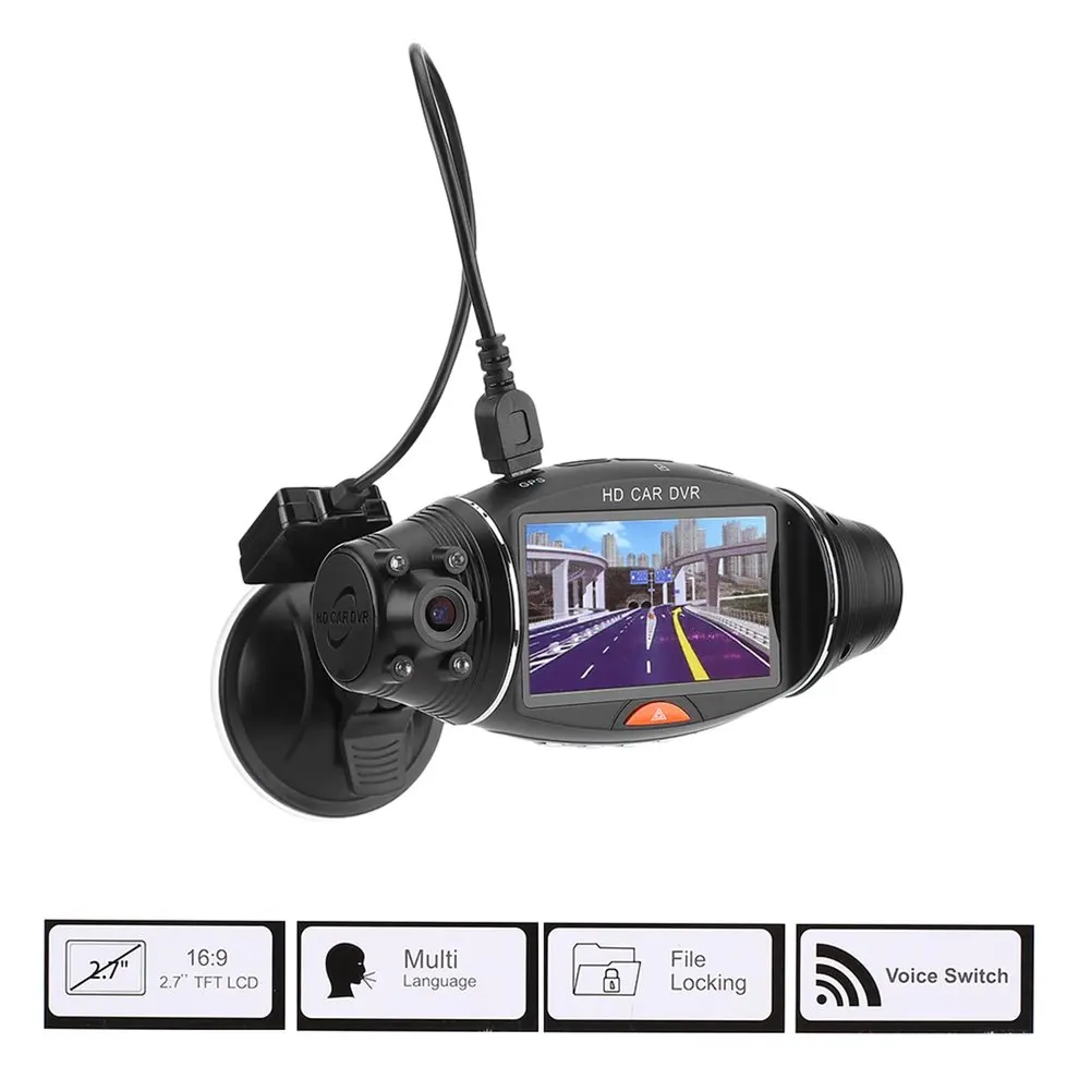  27 Zoll Dual Objektiv Auto DVR Kamera GPS Tracker HD 1080P Camcorder Nachtsicht DVR Recorder Dash C